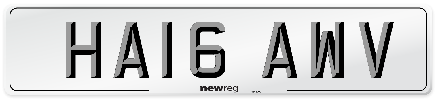HA16 AWV Number Plate from New Reg